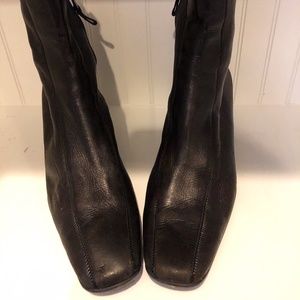 Prada Black Leather Kitten Heel Zipper Boots 36
